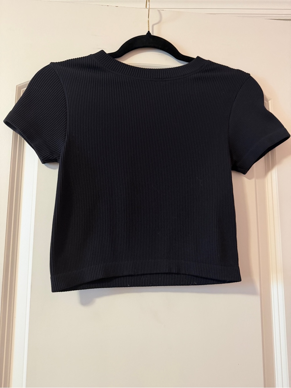 JoyLab Black Ribbed Short Sleeve Crop Top S